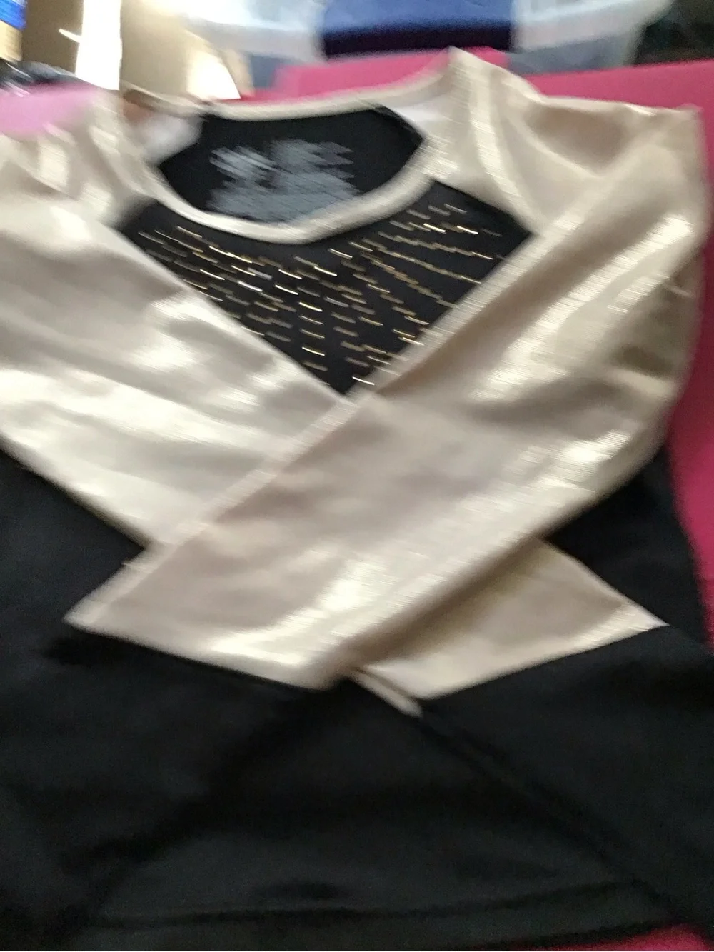 Justice Black Top with Shimmery Gold Sleeves 7/8 and skirt 5/6